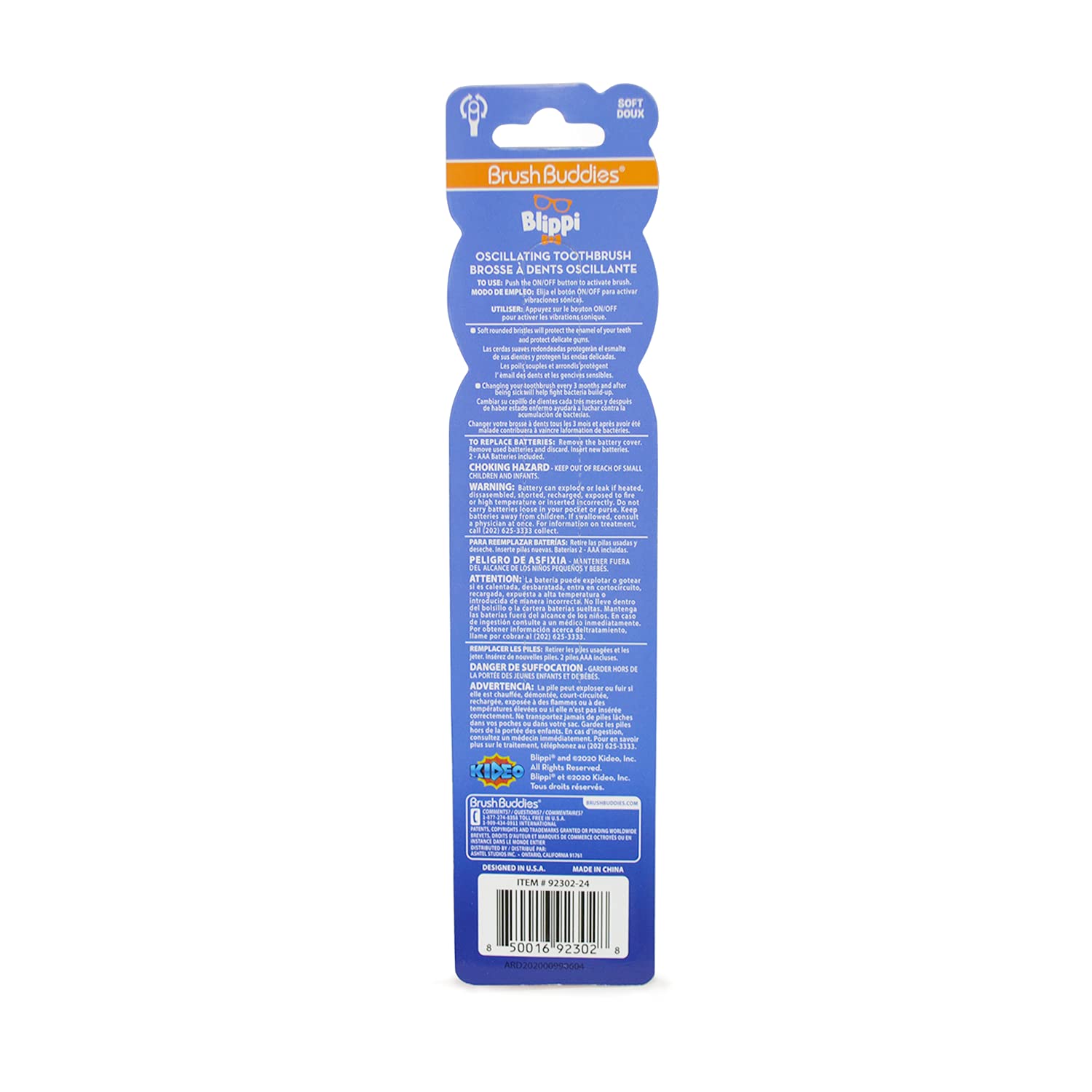 Brosse Brush Buddies Blippi avec poignee ergonomique texturée pour une prise en main facile