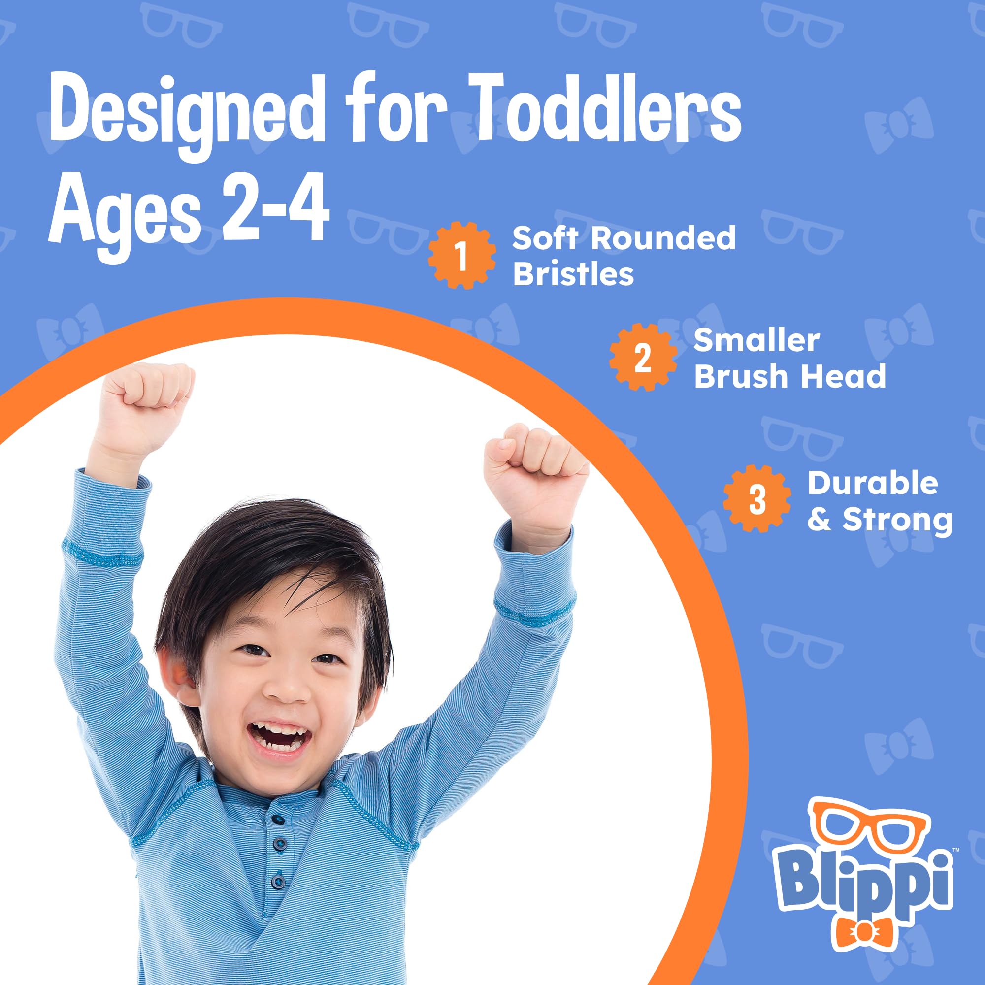 Prise adaptée Brush Buddies Blippi pour petites mains facilitant l’apprentissage.