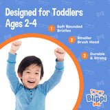 Prise adaptée Brush Buddies Blippi pour petites mains facilitant l’apprentissage.
