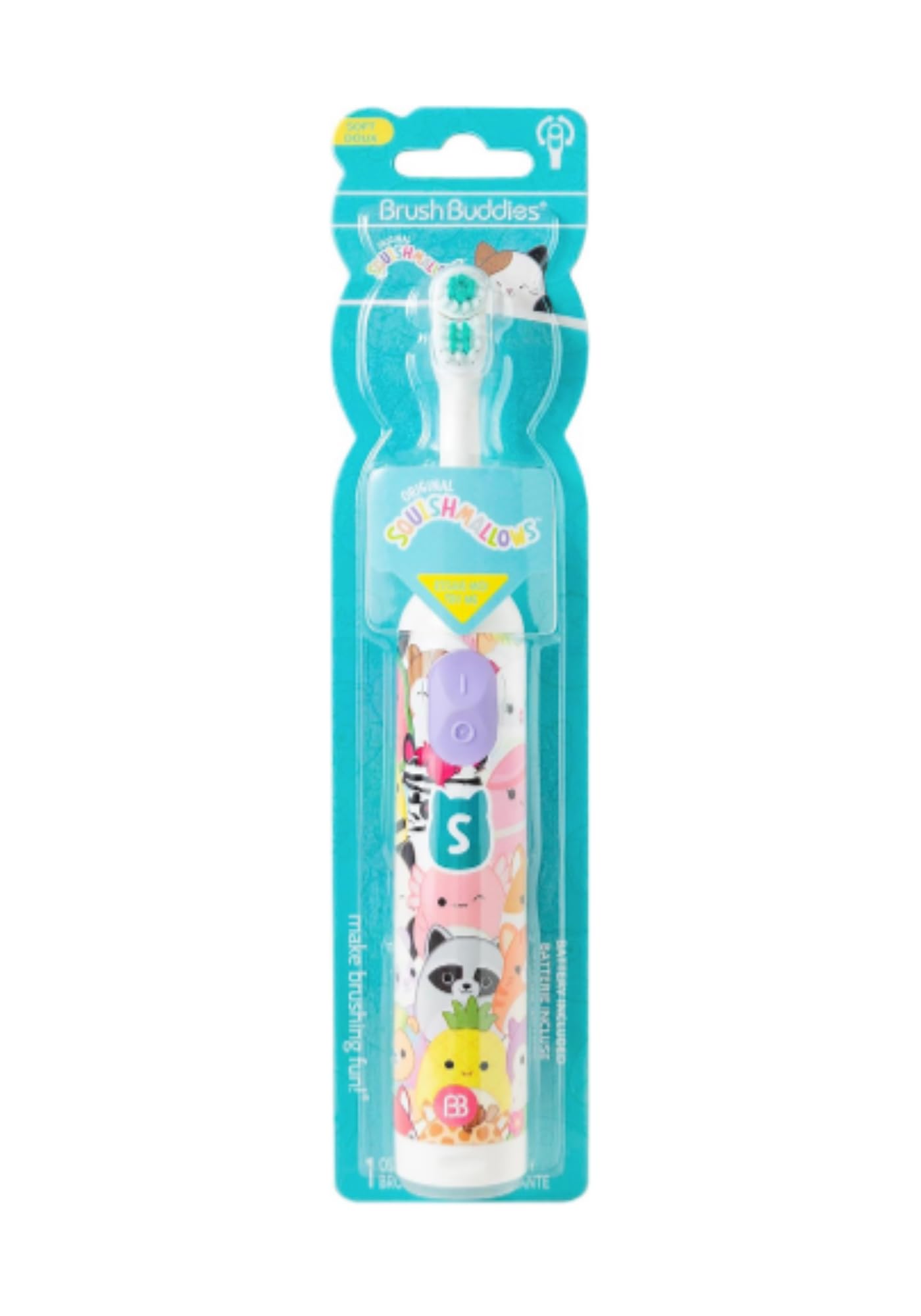 Tête arrondie Brush Buddies Squishmallows, poils doux respectant gencives et émail