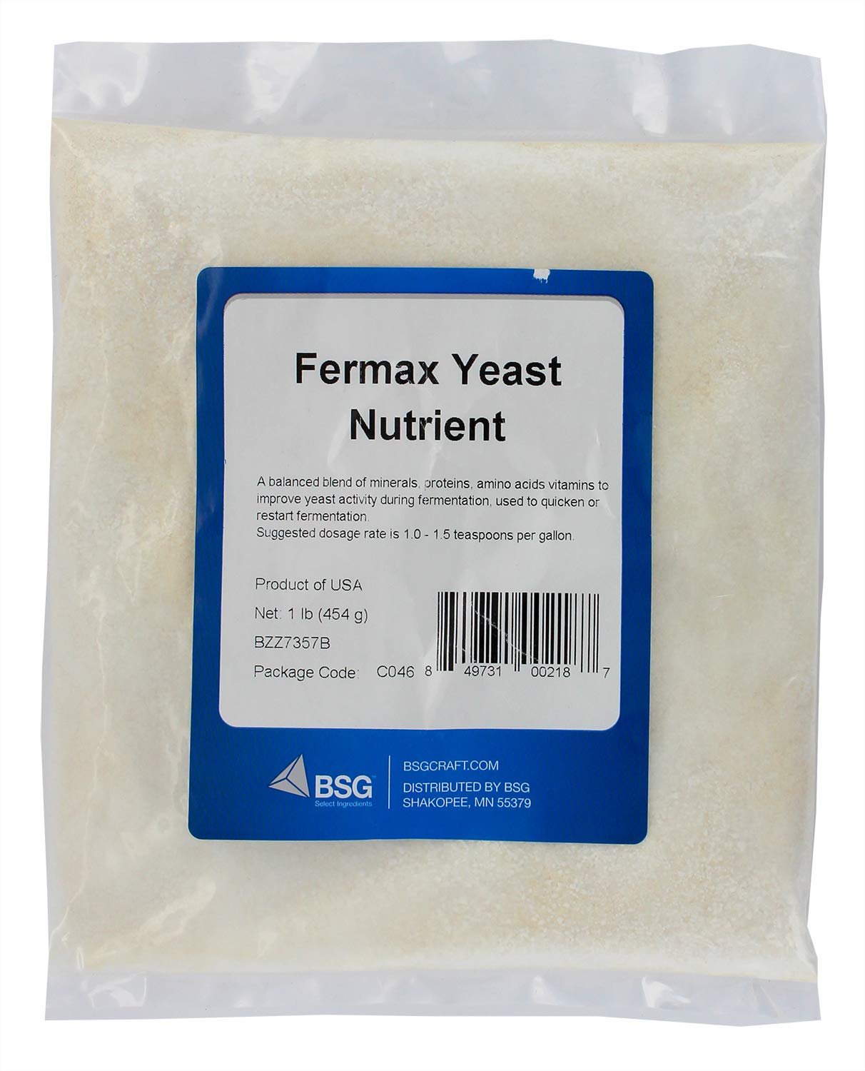 BSG Fermax levure nutrient dosage recommandé une cuillère par gallon pour démarrer la fermentation