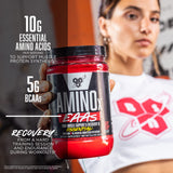 BSN Amino X EAA: étiquette montrant les acides aminés essentiels.