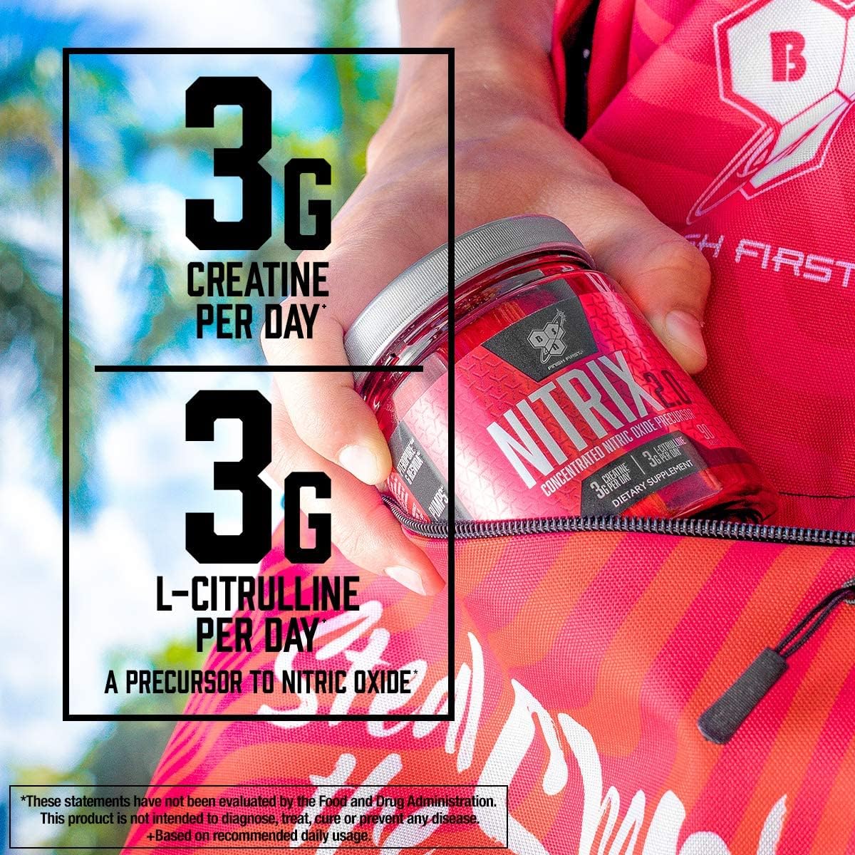 BSN NITRIX 2.0, L-Citrulline 3 g, soutien possible des pompes et endurance.