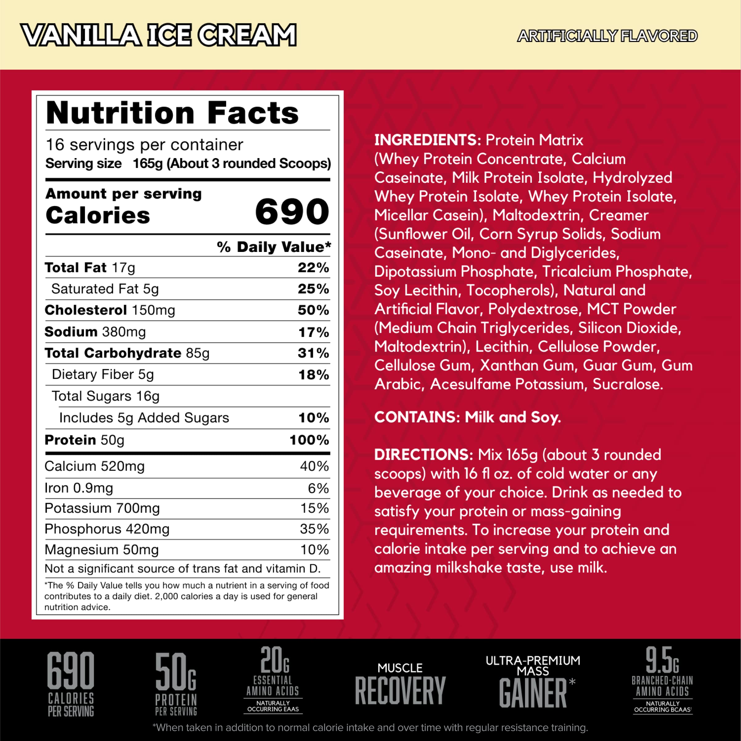 BSN True-Mass shake apres entrainement, recuperation et energie