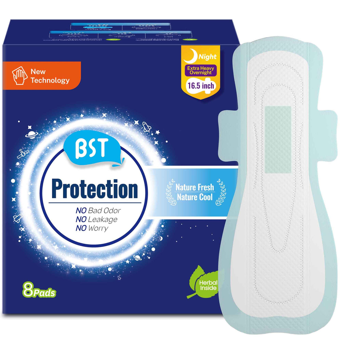 BST Protection pad nuit 16-5 pouces avec ailes offre protection nocturne renforcée