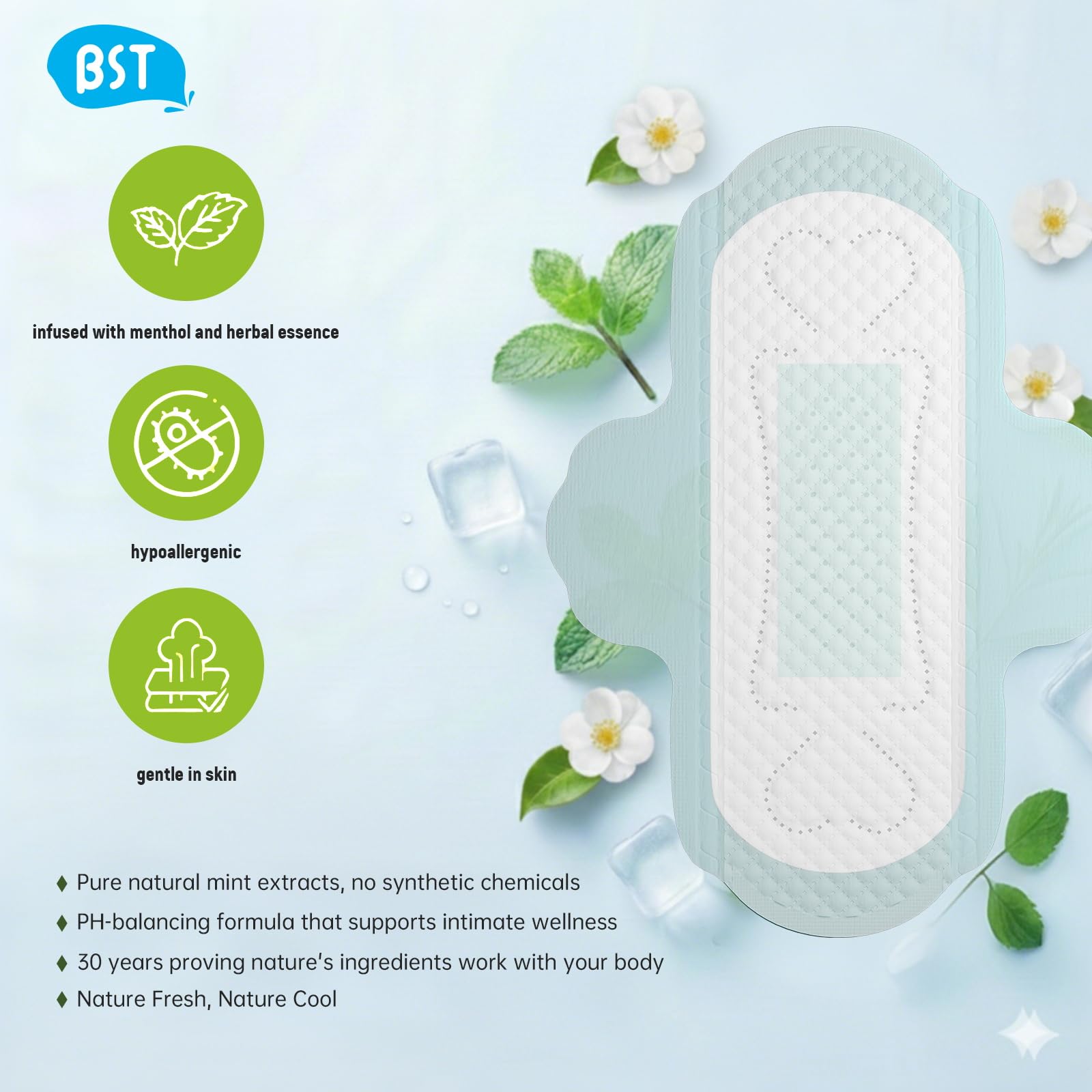 Protège-slips douceur peau sensible BST Protection avec camélia