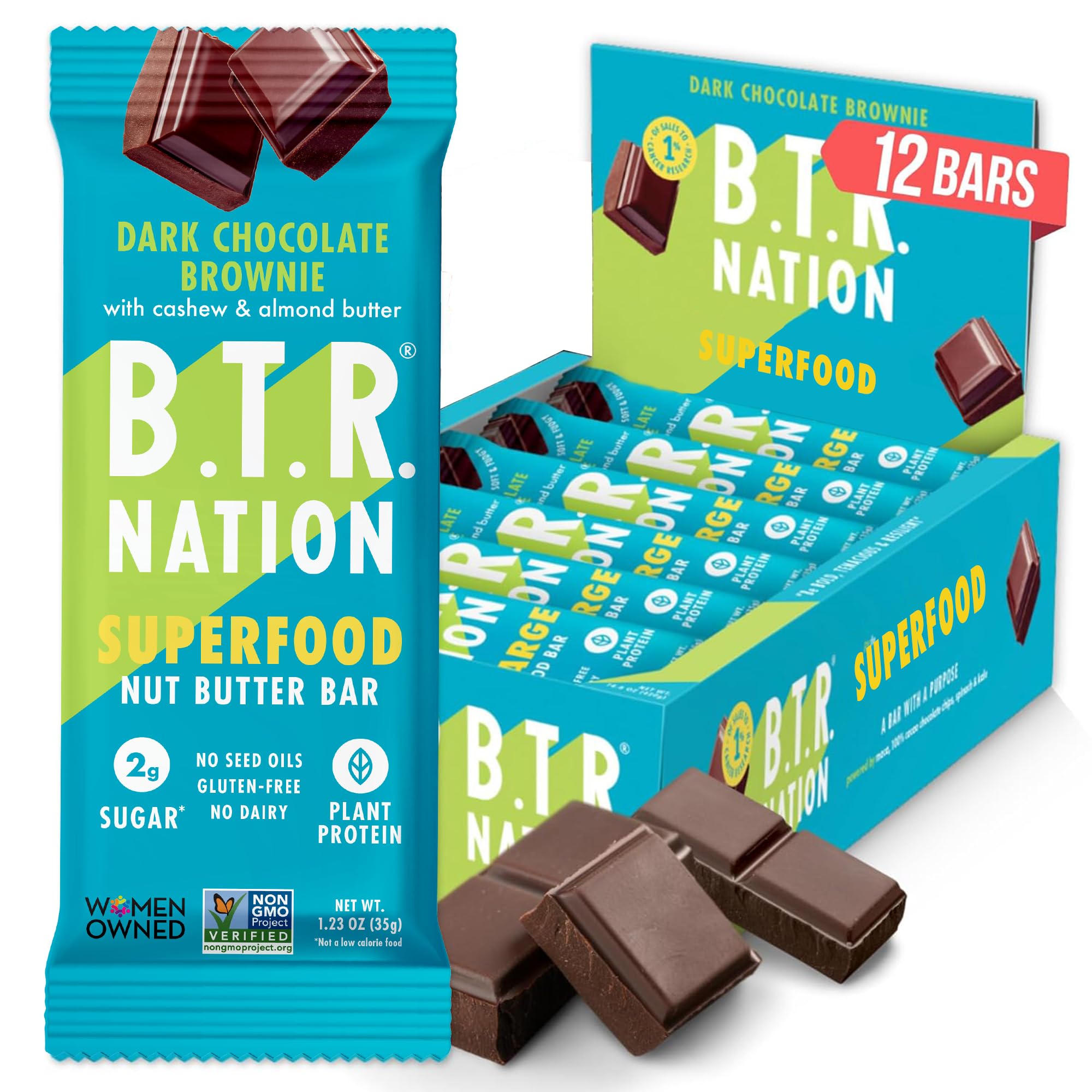 B.T.R Nation barre protéinée céto brownie recharge prête à être consommée.