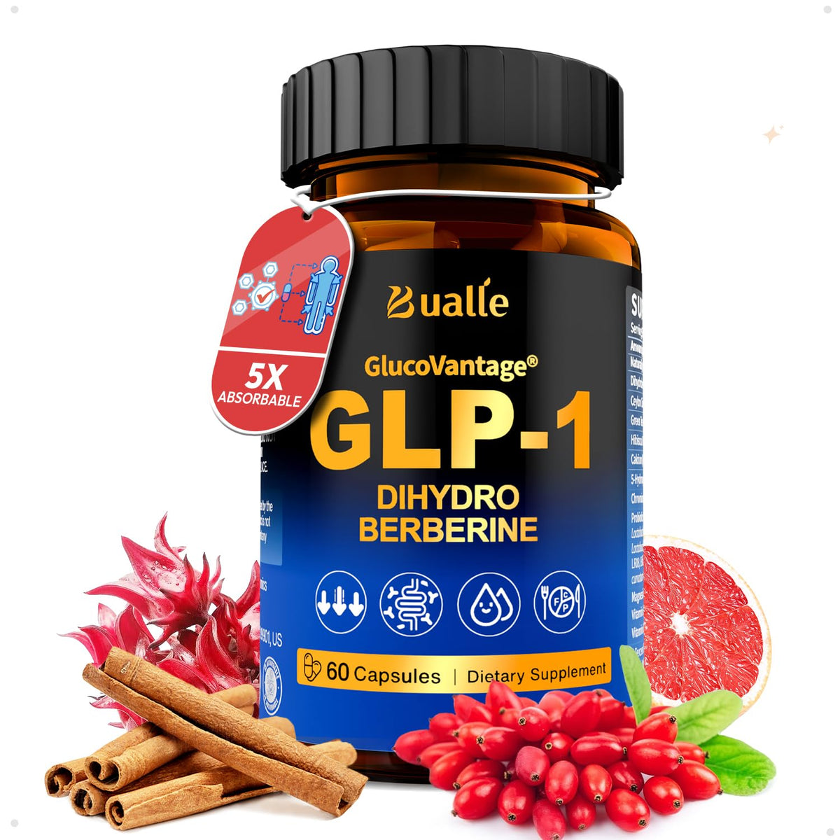 Bualle GlucoVantage DHB en bouteille, soutien potentiel à la satiété et au métabolisme.