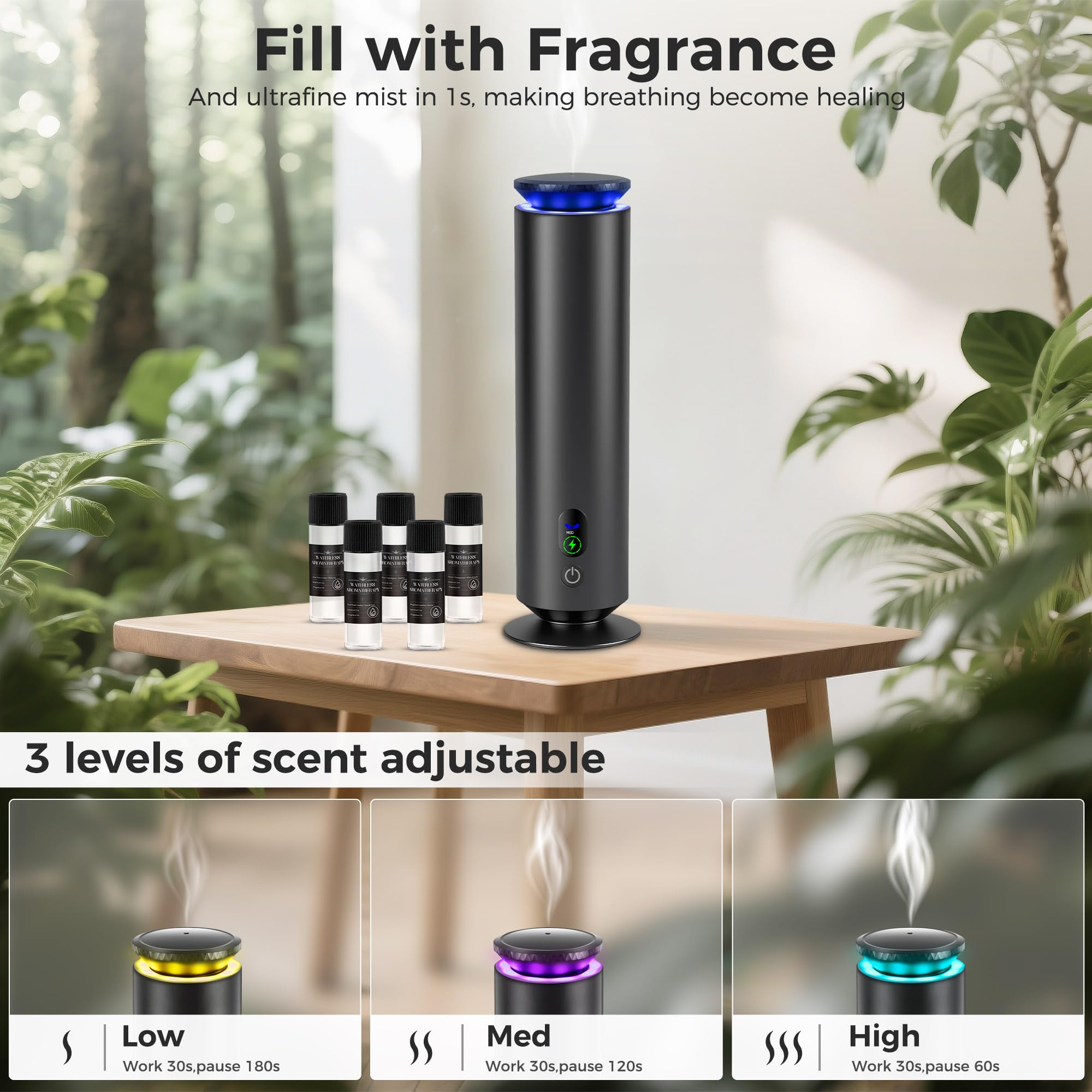 Sept lumières LED créent différentes ambiances lumineuses selon l’heure.