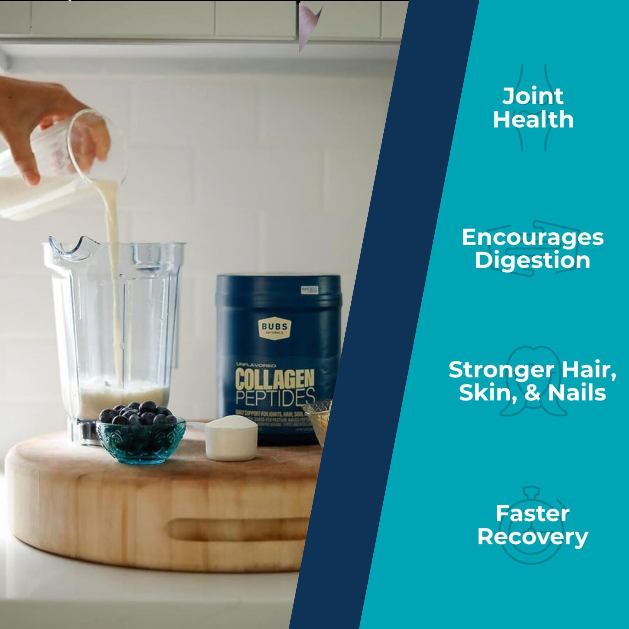 BUBS Naturals Collagen Peptides – cuillère doseuse prête à mesurer deux portions