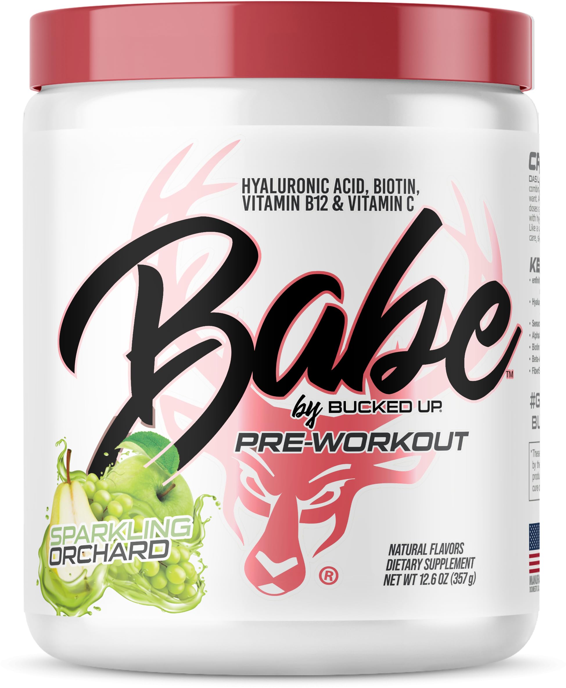 Babe Pré-entraînement Bucked Up – Pomme pétillante: énergie durable pour entraînement efficace.