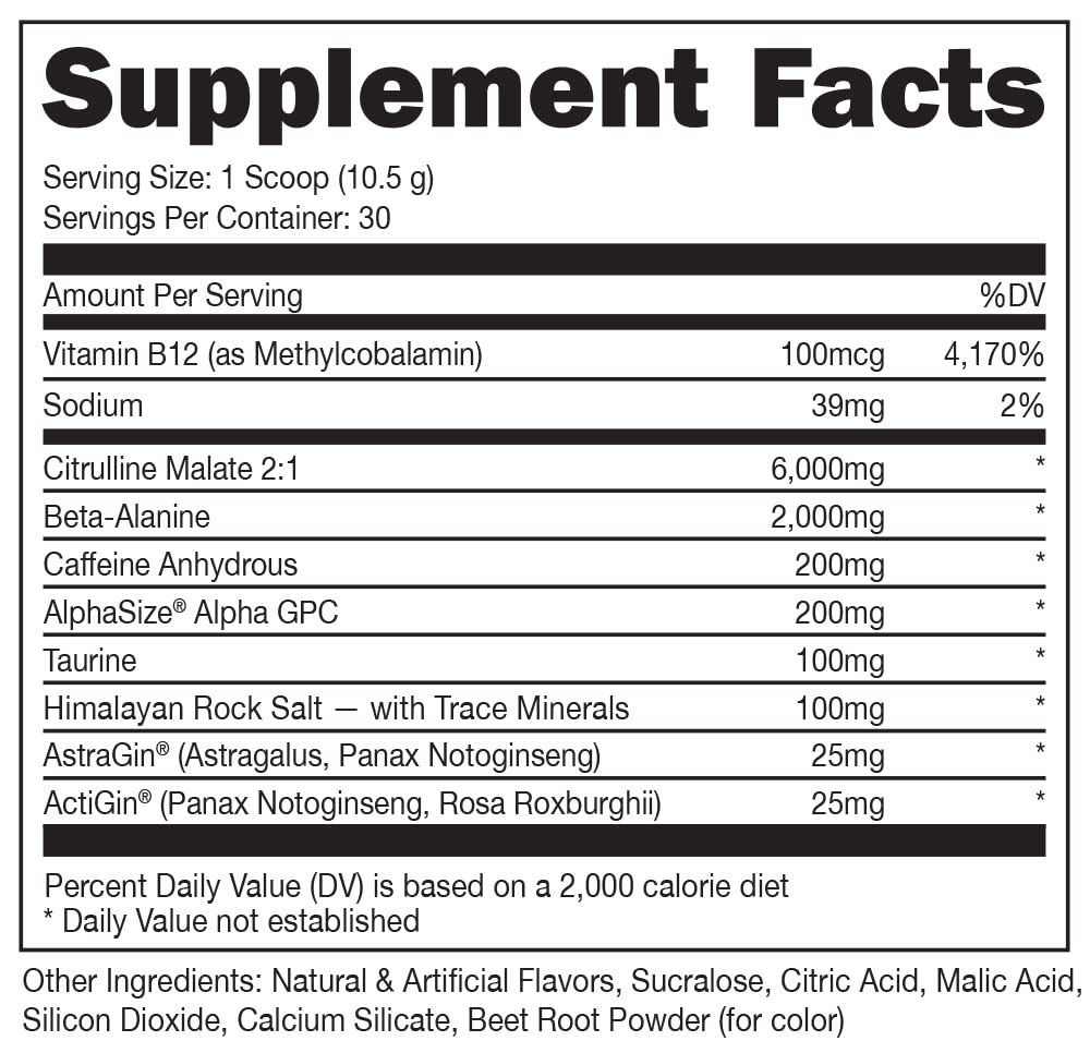 Bucked Up Pre Workout: doseur montrant le dosage pour une séance efficace.