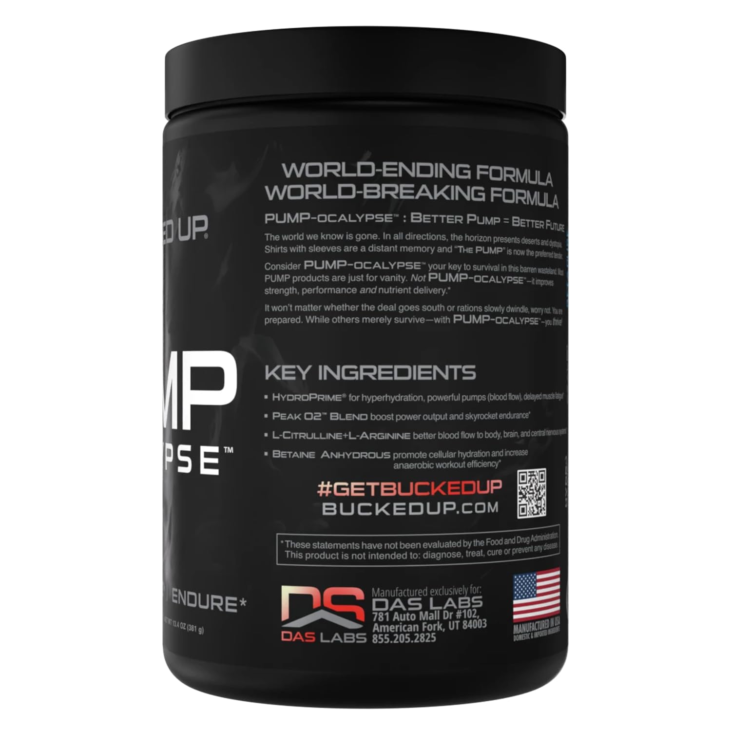 Bucked Up Pump-ocalypse - granules arginine citrulline pour la pompe musculaire.