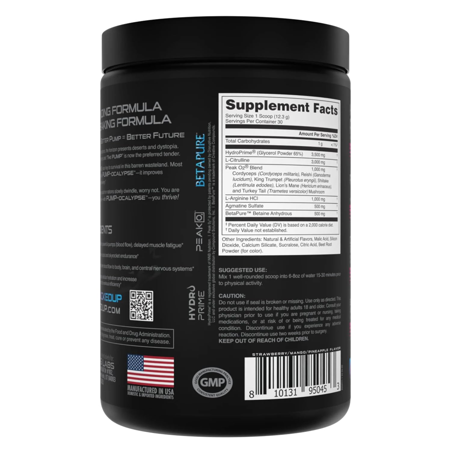 Bucked Up Pump-ocalypse Miami – ingrédients-clefs comme citrulline et arginine.