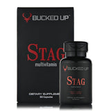 Bucked Up Stag Multivitamine pour homme, flacon visible; soutien énergie et vitalité.