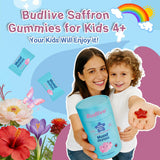 Ingrédients naturels BudLive gommes safran enfants, sans sucre et sans allergènes majeurs.