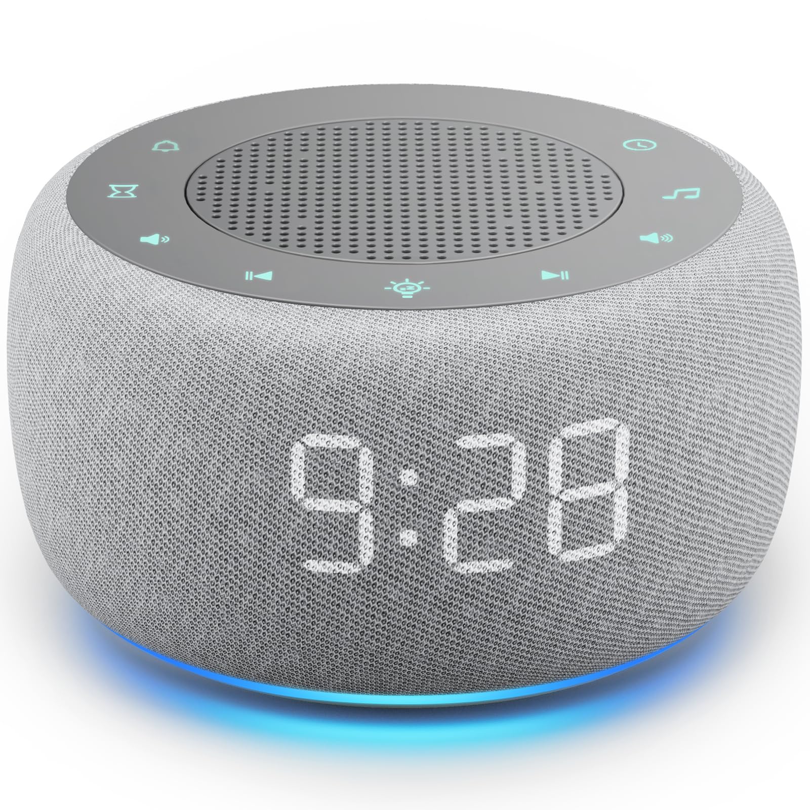 Buffbee réveil avec bruit blanc sur table de nuit pour un sommeil calme.