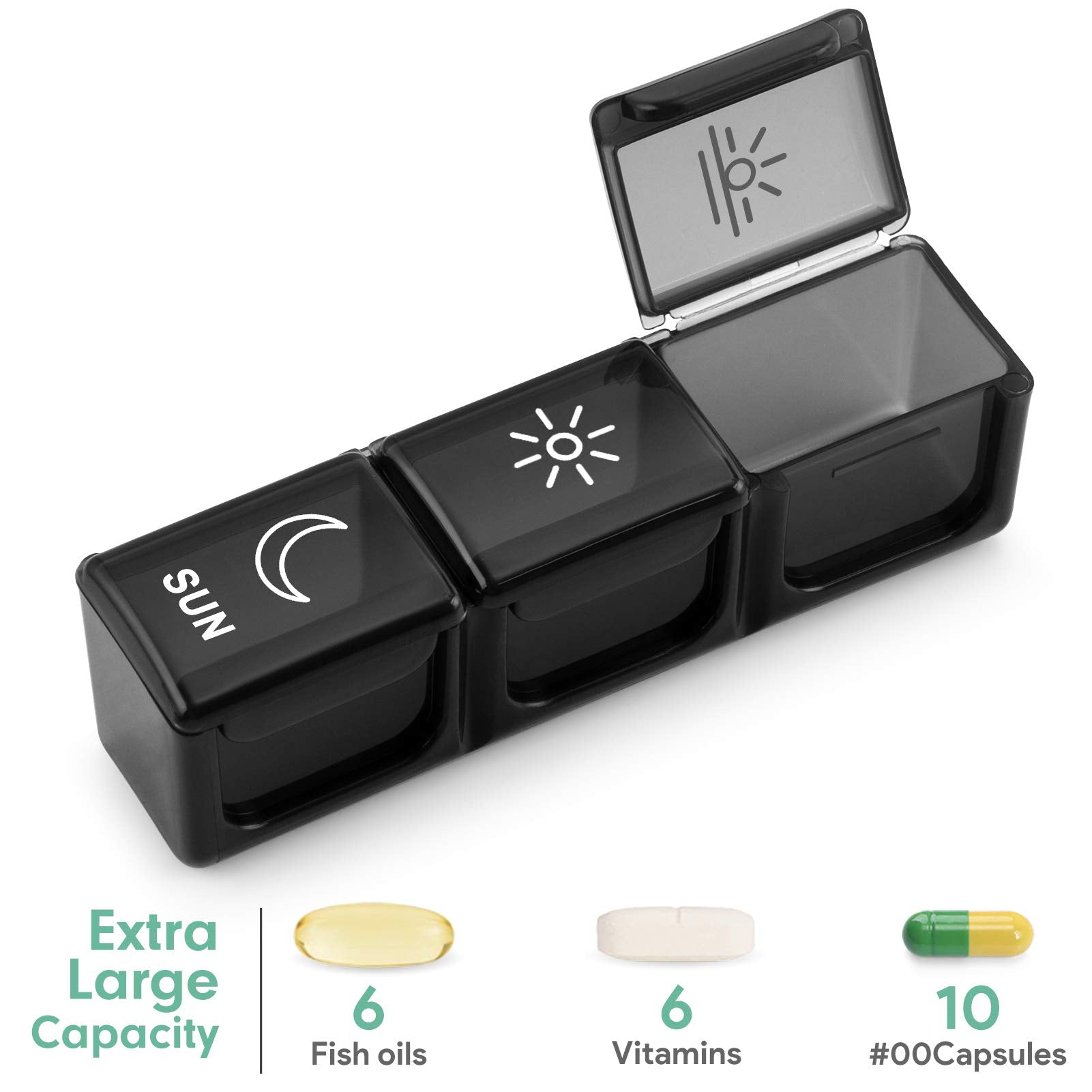 BUG HULL Boîte sept jours pour vitamines, pratique en voyage.