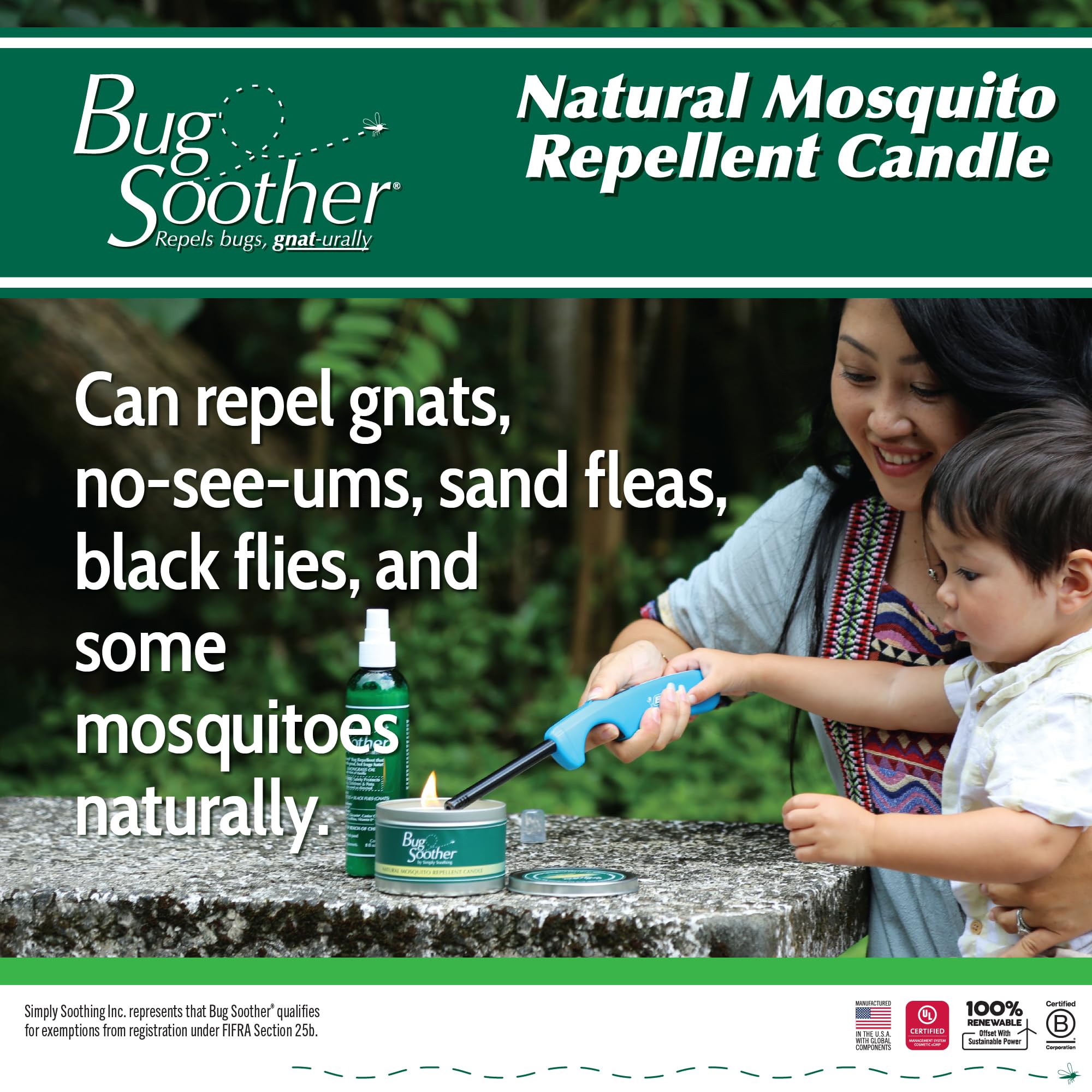 Bougie Bug Soother longue brûlure cire soja en extérieur