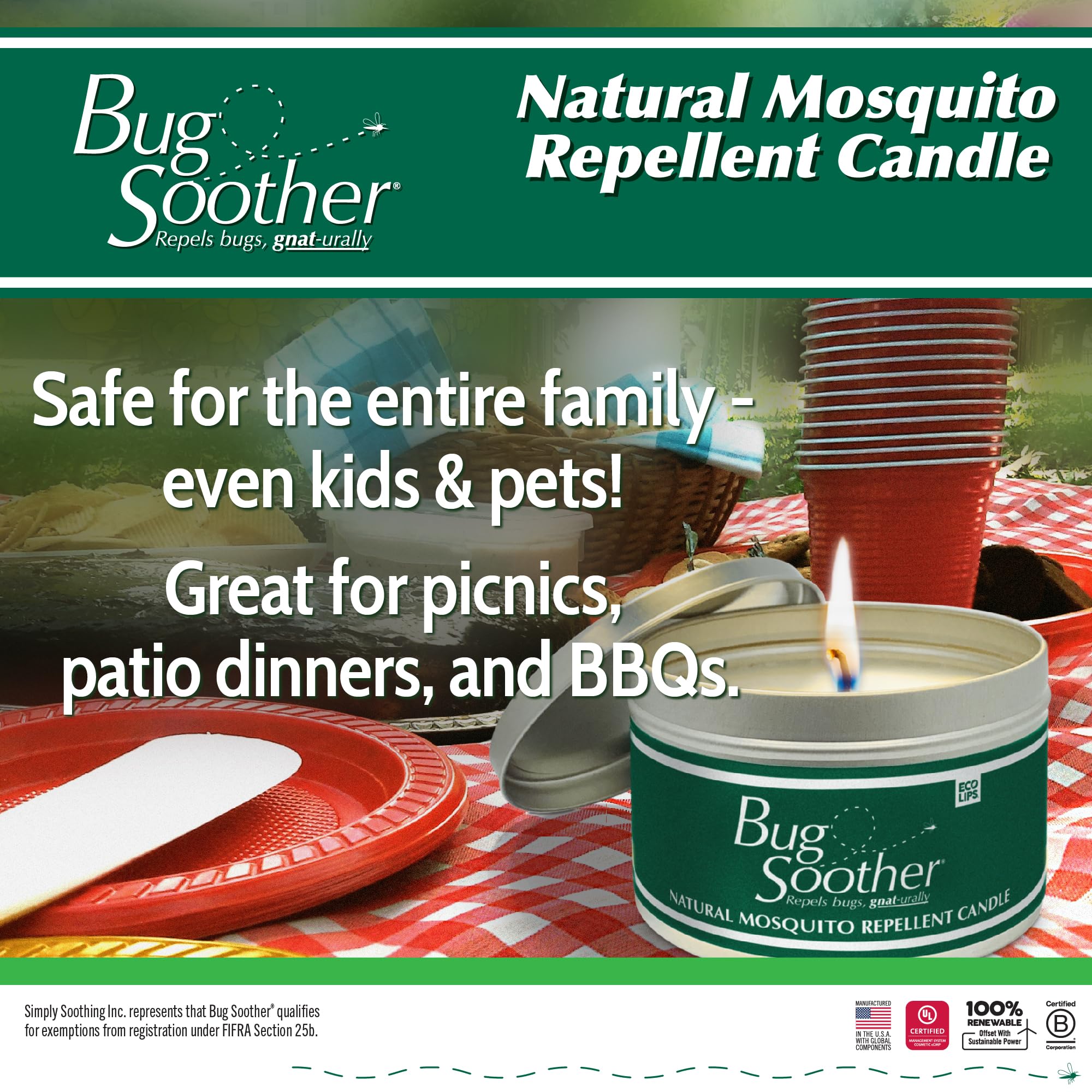 Bougie Bug Soother ambiance extérieure douceur citronnelle vanille