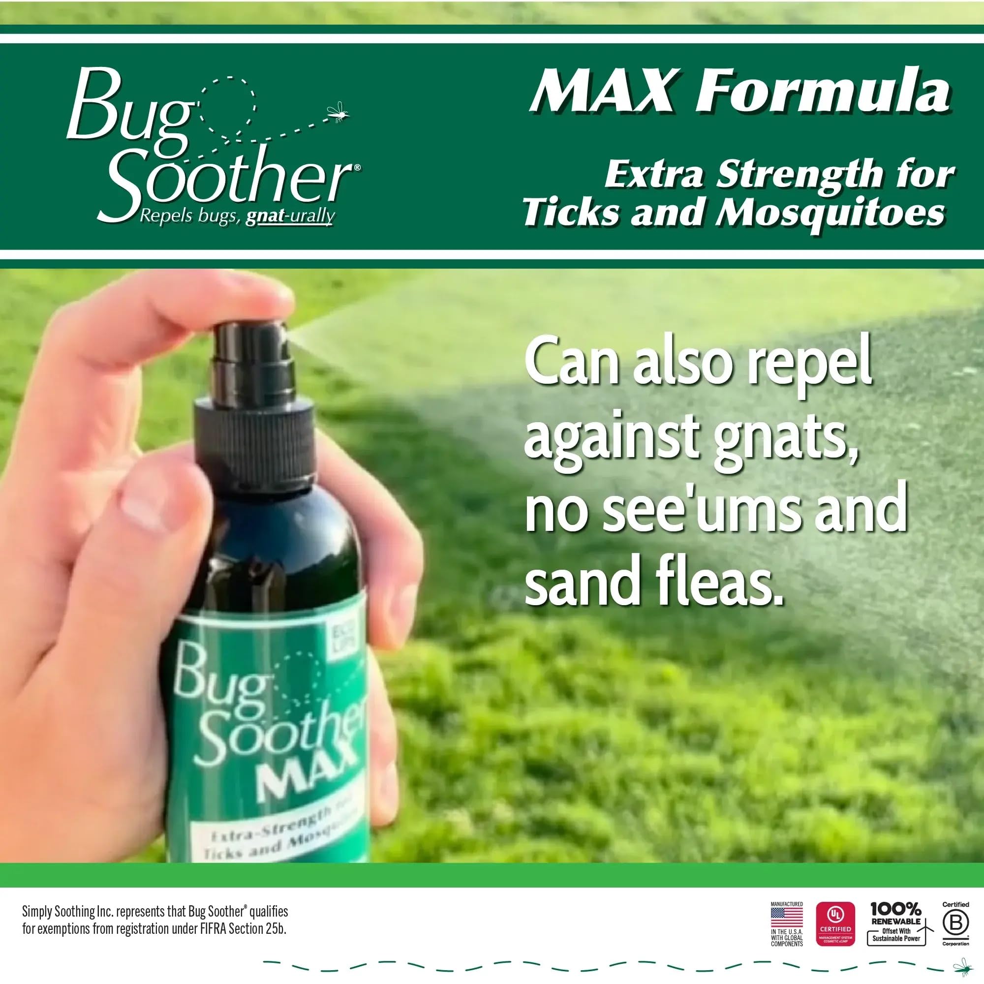 Bug Soother MAX – utilisation en camping et jardinage, protection agréable en plein air.