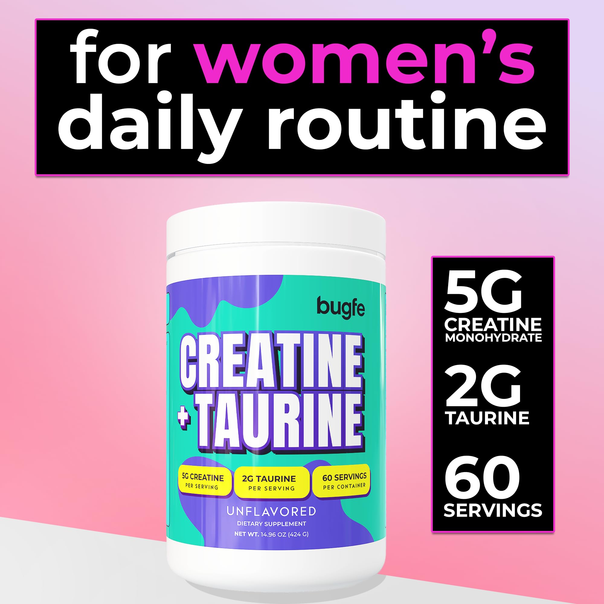 Bugfe Créatine Taurine - cuillère doseuse, dosage précis pour énergie et endurance