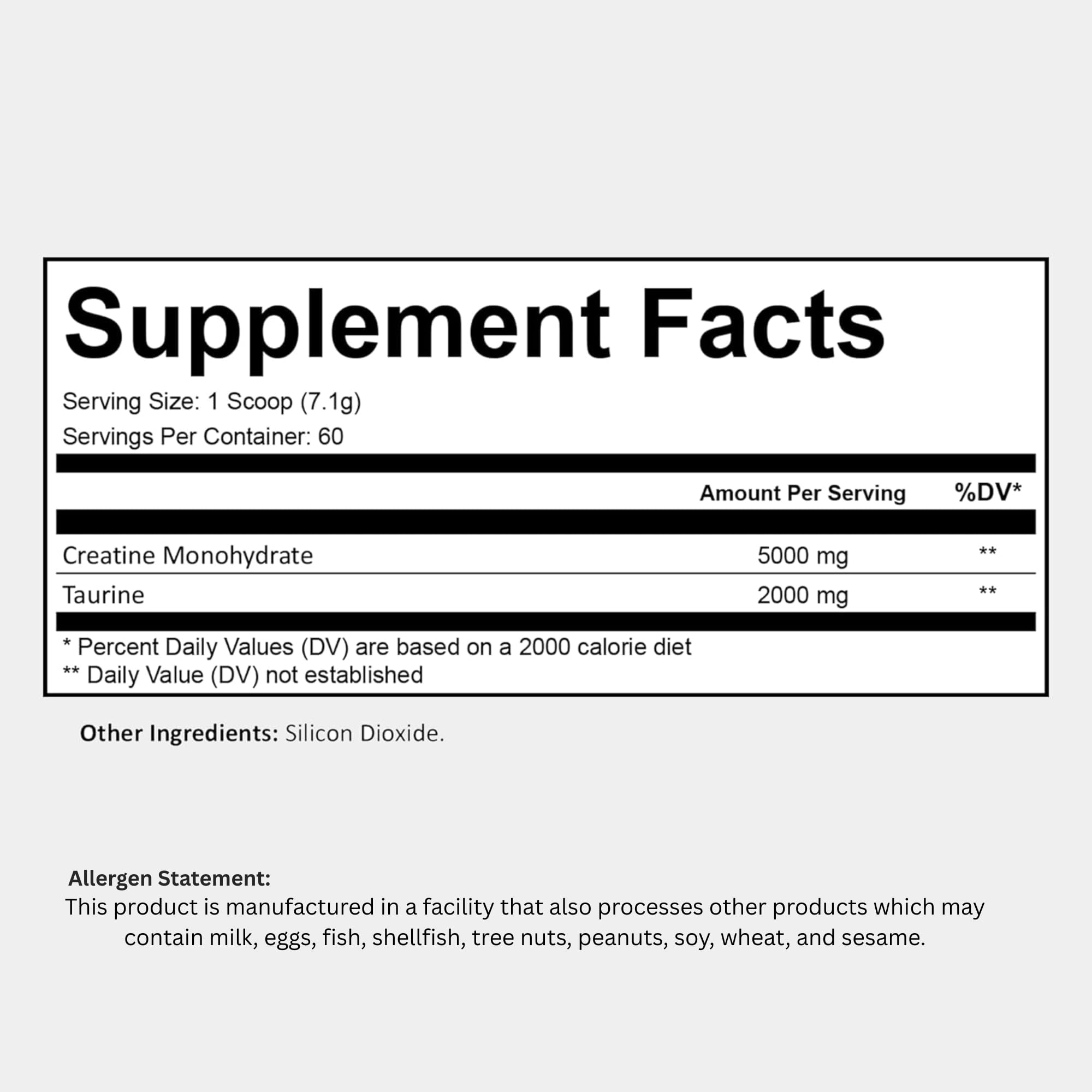 Bugfe Créatine Taurine - etiquette claire, informations utiles
