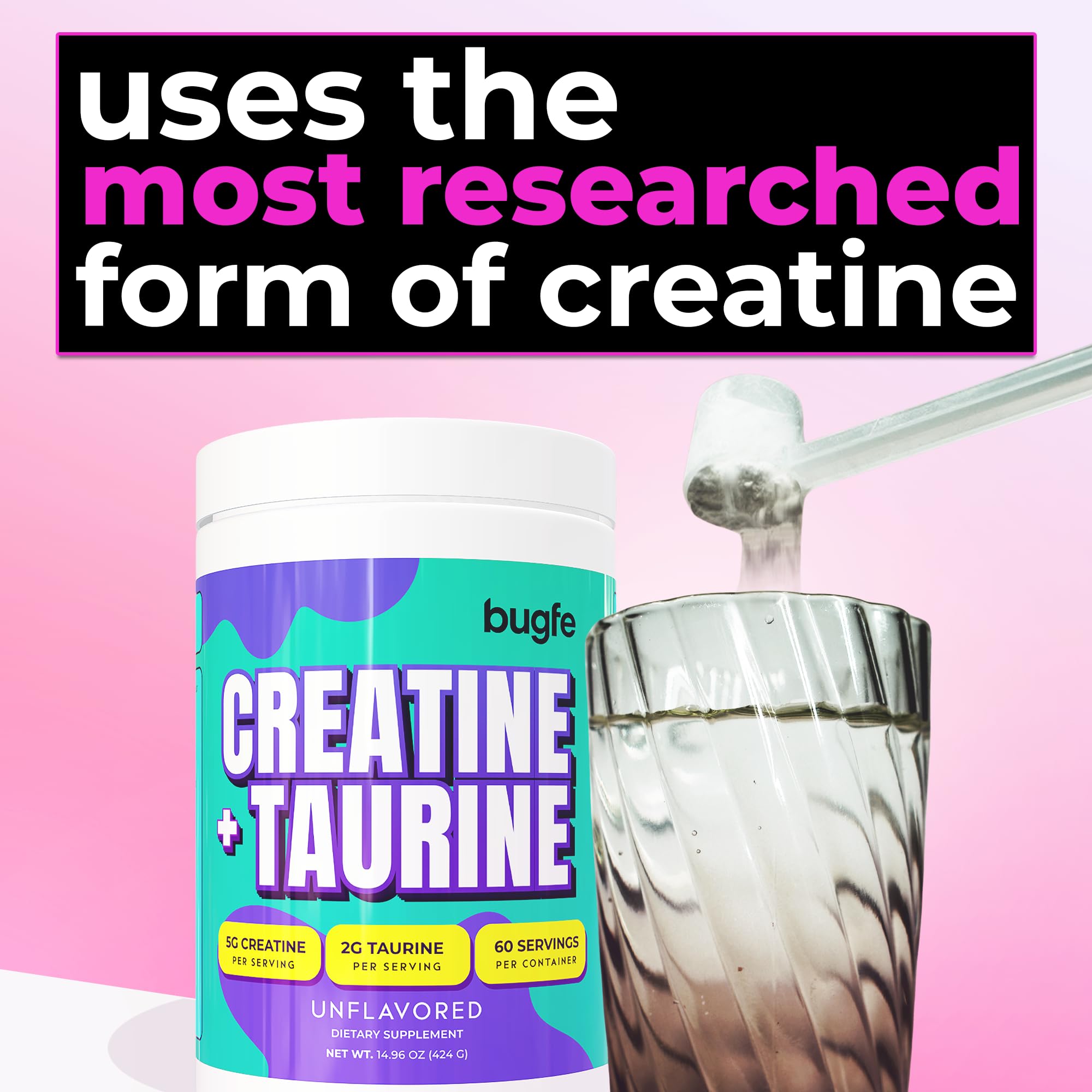Bugfe Créatine Taurine - preparation sans gout dans boissons variées
