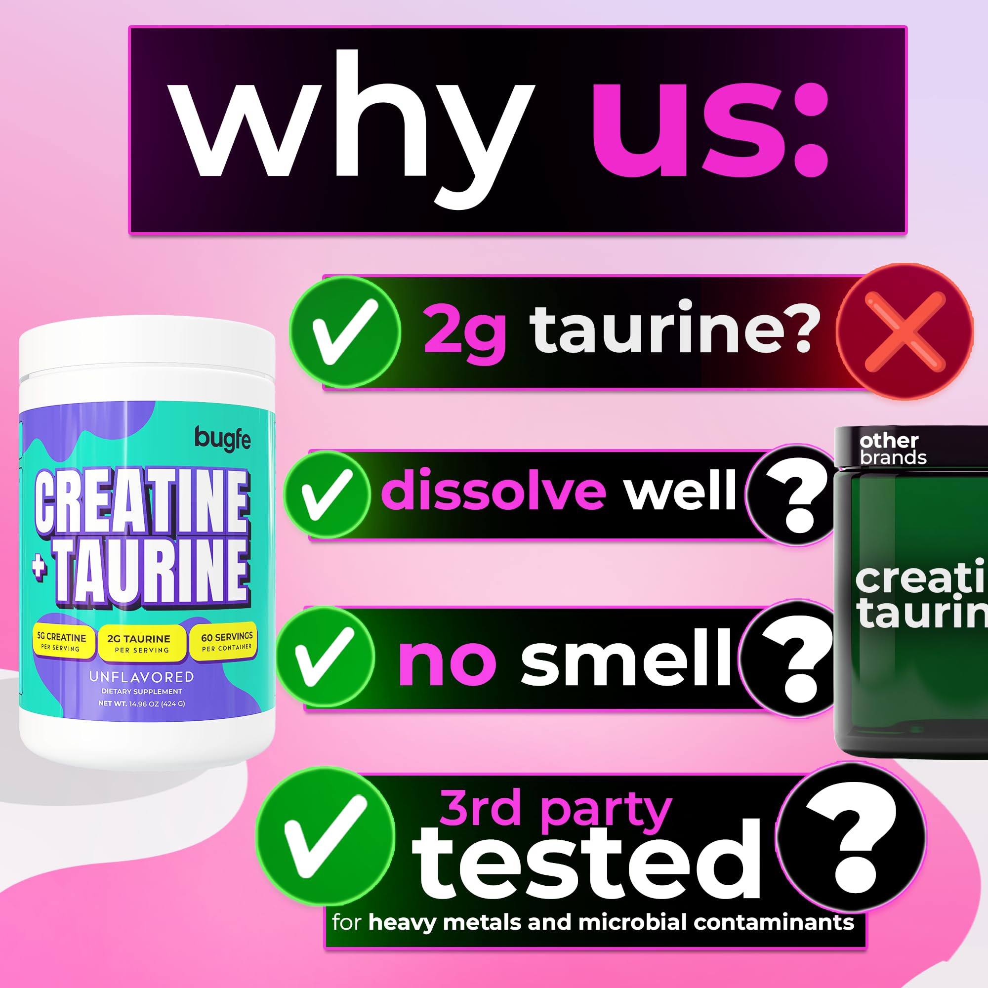Bugfe Créatine Taurine - shaker, mélange facile
