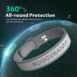 Sans DEET et naturel, bracelet BuggyBands respectueux de la peau.