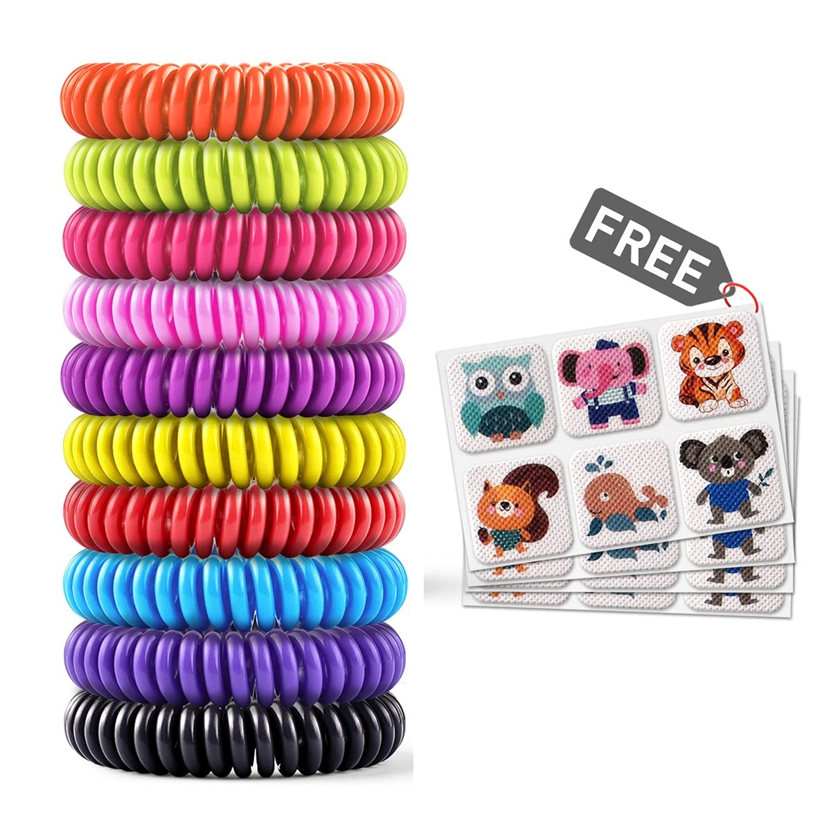 Bracelets BuggyBands antimoustiques, 10 couleurs, idéal pour activités extérieures.