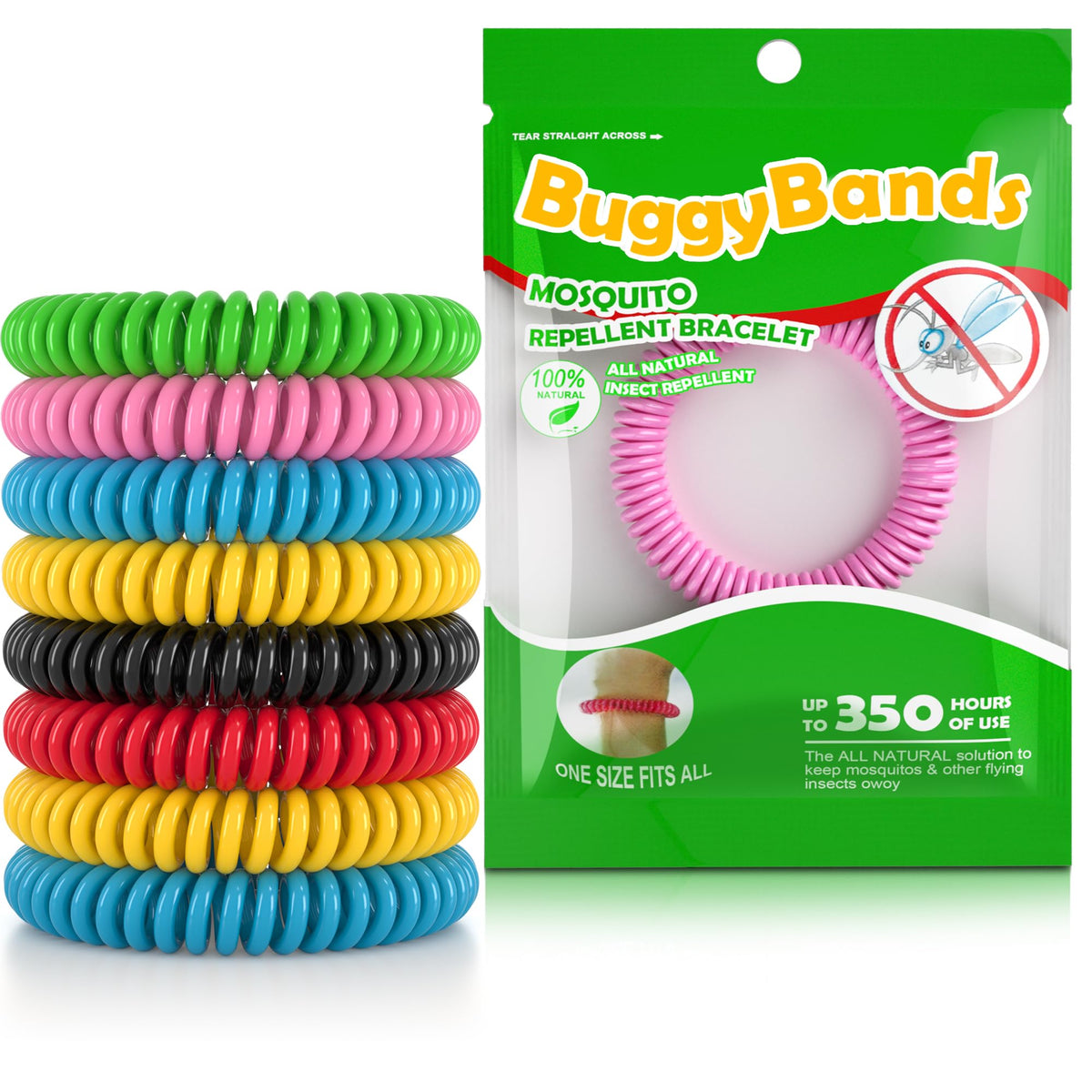 Bracelets BuggyBands antimoustiques 12-pack protégeant en plein air.