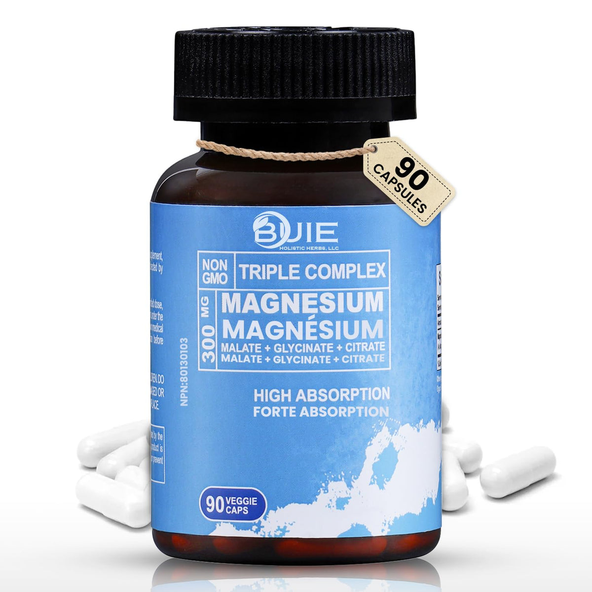 BUIE Magnésium Triple 300 mg – bouteille vue de face, soutien récupération post-entraînement.