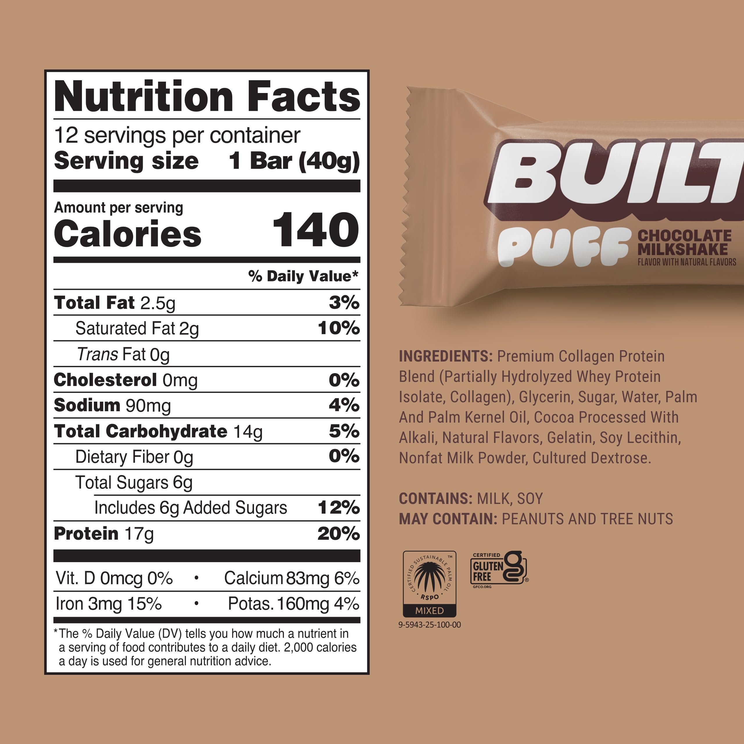 Built Bar Puff texture chocolat lait moelleuse, expérience agréable sans arrière-goût métallique