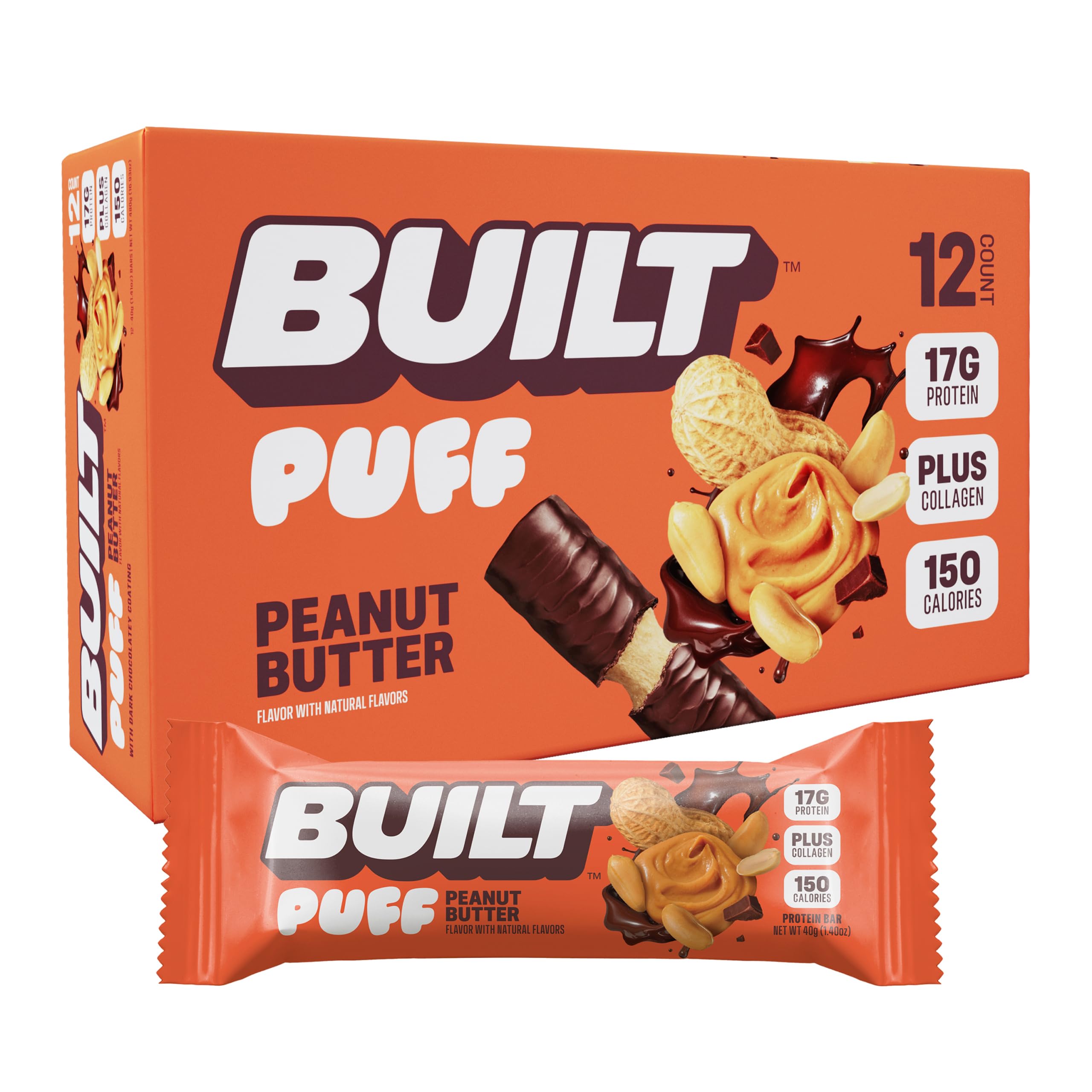 Barre Built Bar Puff, barre-proteine-peanut-butter-puff, parfaite pour l'énergie lors de l'entraînement.