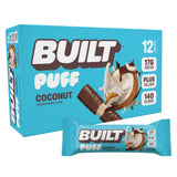 Barre Built Bar Puffs Coco, emballage pratique pour une collation rapide.