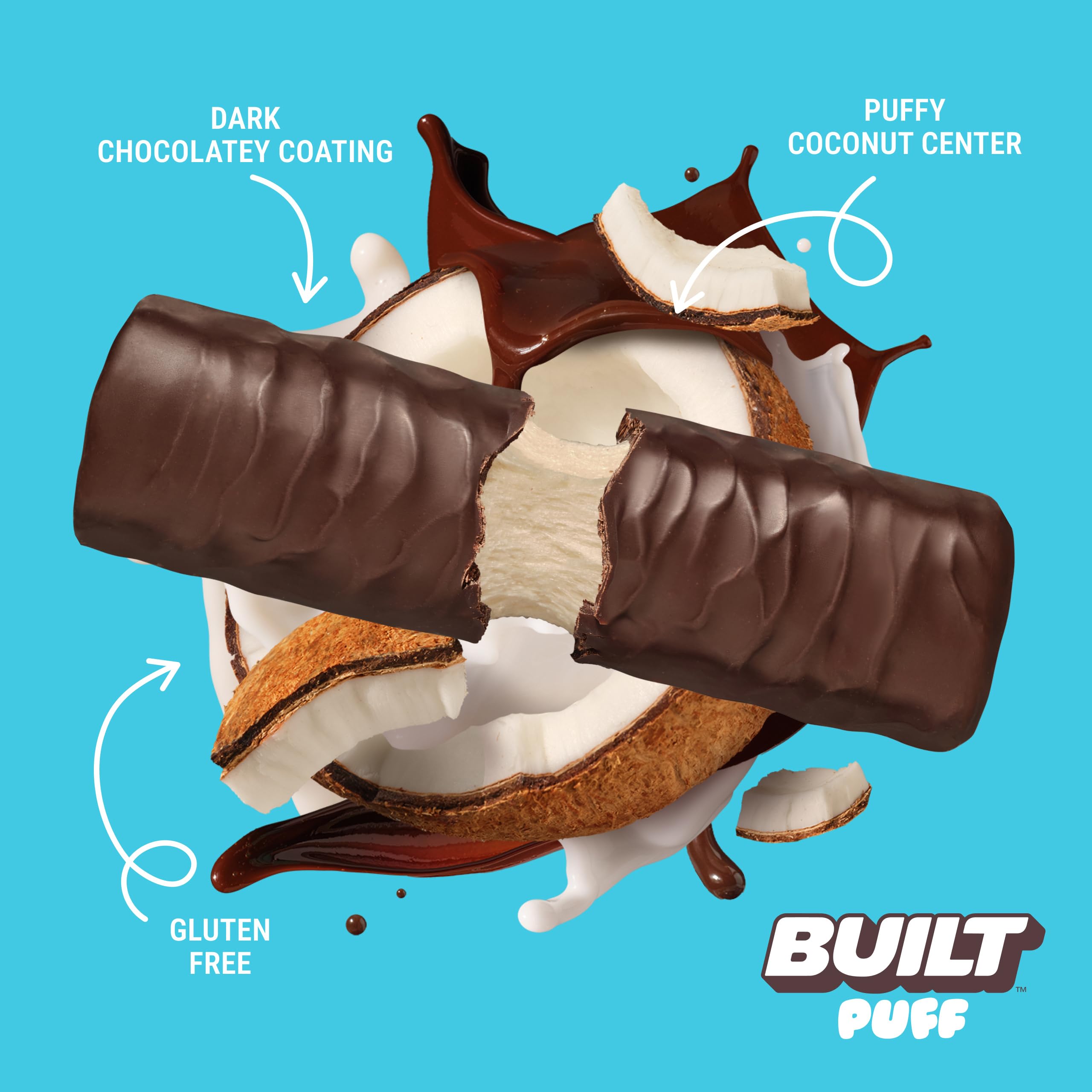 Built Bar Puffs Coco, texture douce pour une dégustation facile.