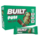 Built Bar Puffs Menthe-Chocolat emballage élégant pour une collation pratique.