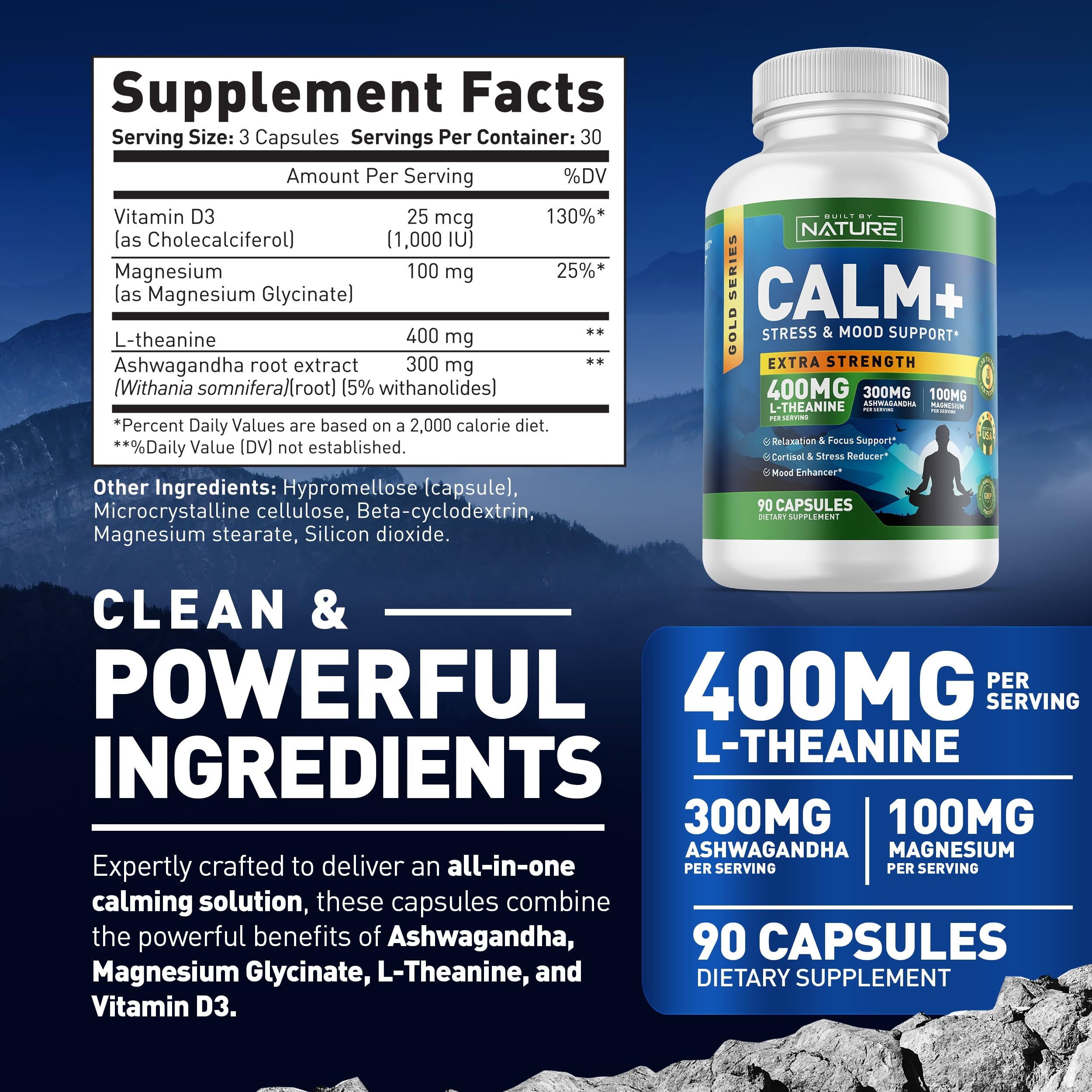 Built by Nature Calm+ – emballage-durable reflète une approche naturelle pour le bien-être.