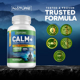 Built by Nature Calm+ – pose-capsules-et-bouteille montre une routine facile pour le calme.