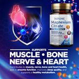 Built by Nature Magnésium Citrate 1000mg - emballage transparent, informations et garanties.