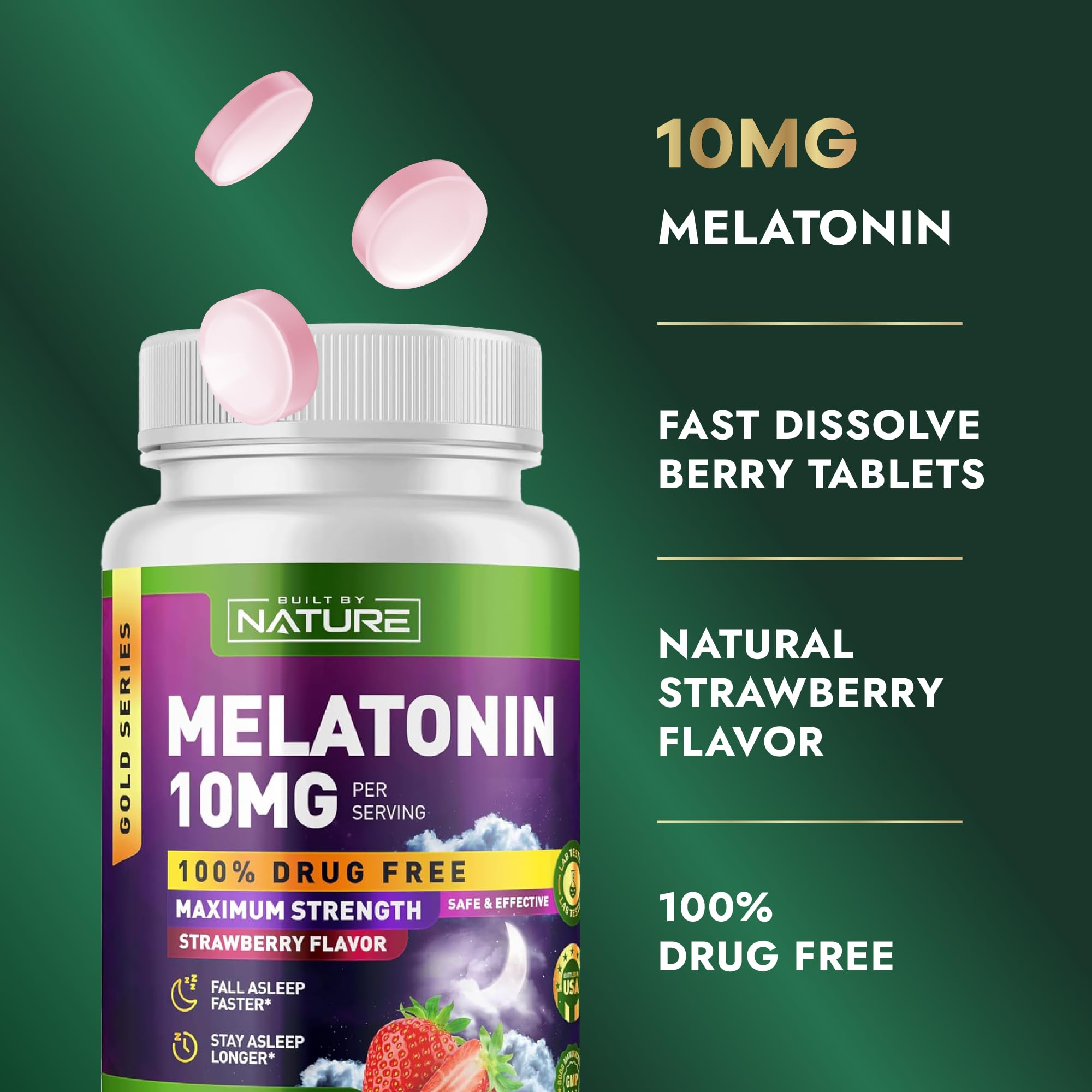 Bouteille 360 comprimés melatonine 10 mg, pratique pour les nuits régulières.