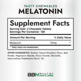 Format tablettes a mâcher rapide, Built by Nature Melatonine 10 mg.