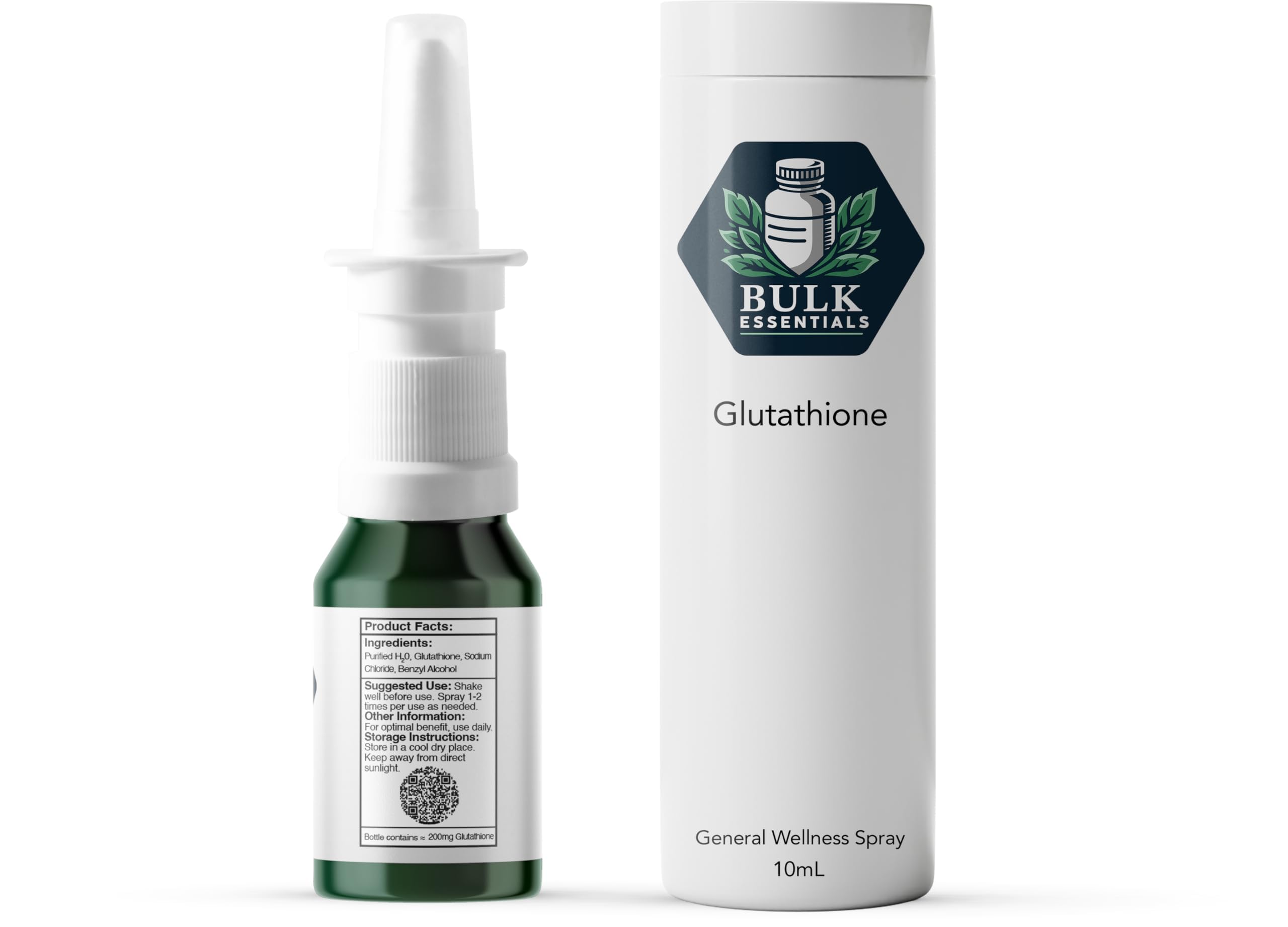 Bulk Essentials Glutathione Spray - pompe pratique pour utilisation rapide et facile.