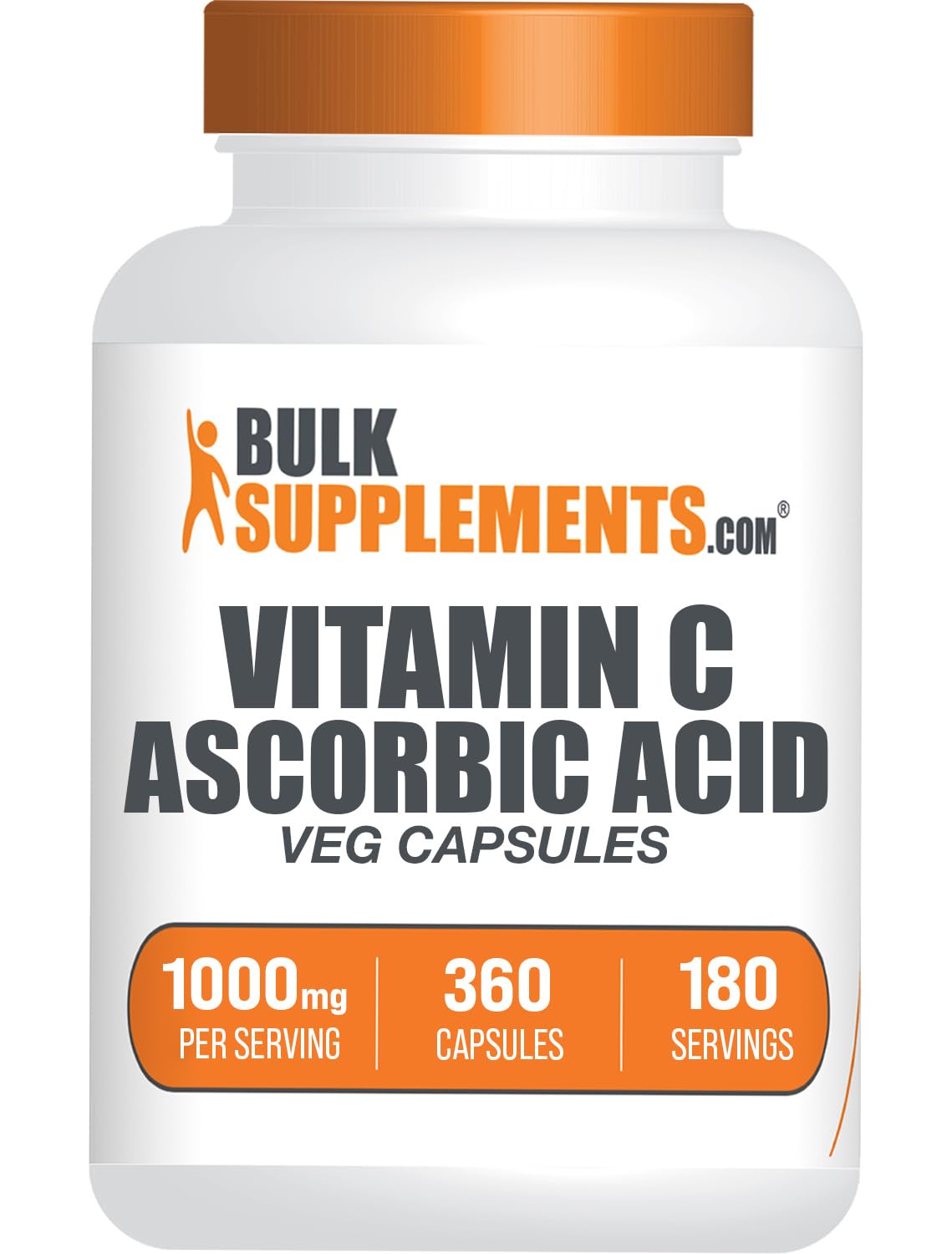 BulkSupplements acide ascorbique 1000 mg, capsules faciles à prendre pour l’énergie quotidienne.