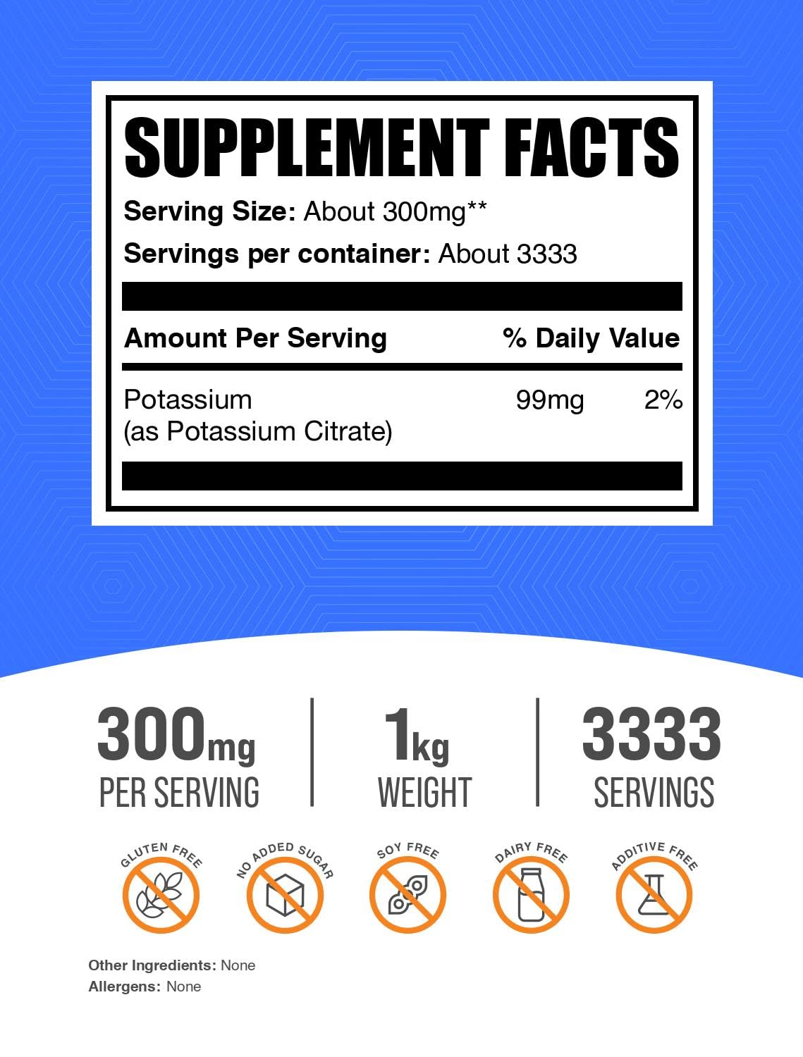 BulkSupplements Citrate de potassium - dosage précis pour votre routine quotidienne.