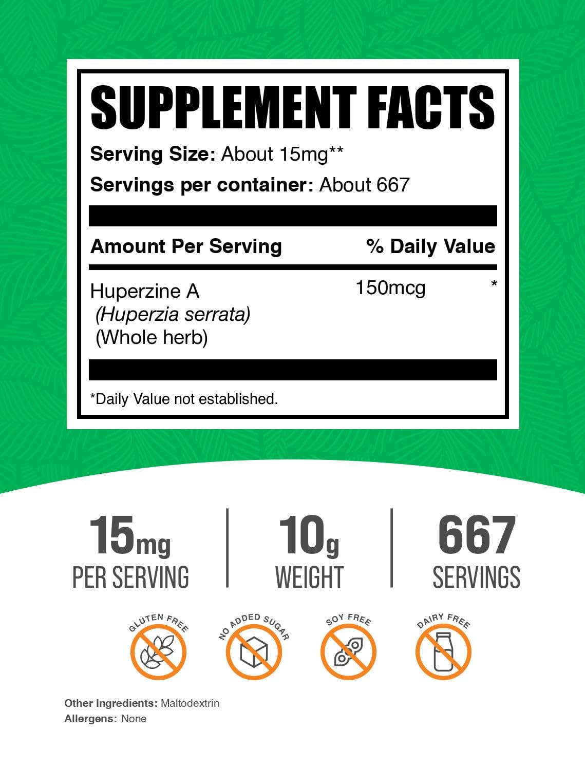 BulkSupplements Huperzine A poudre doseur, portion pratique pour démarrer la journée.