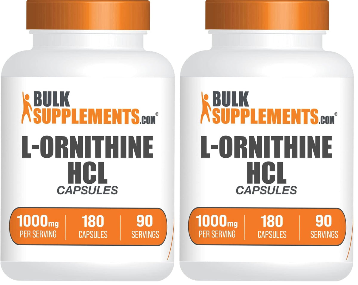 BulkSupplements L-Ornithine HCl capsules dans un flacon pratique.