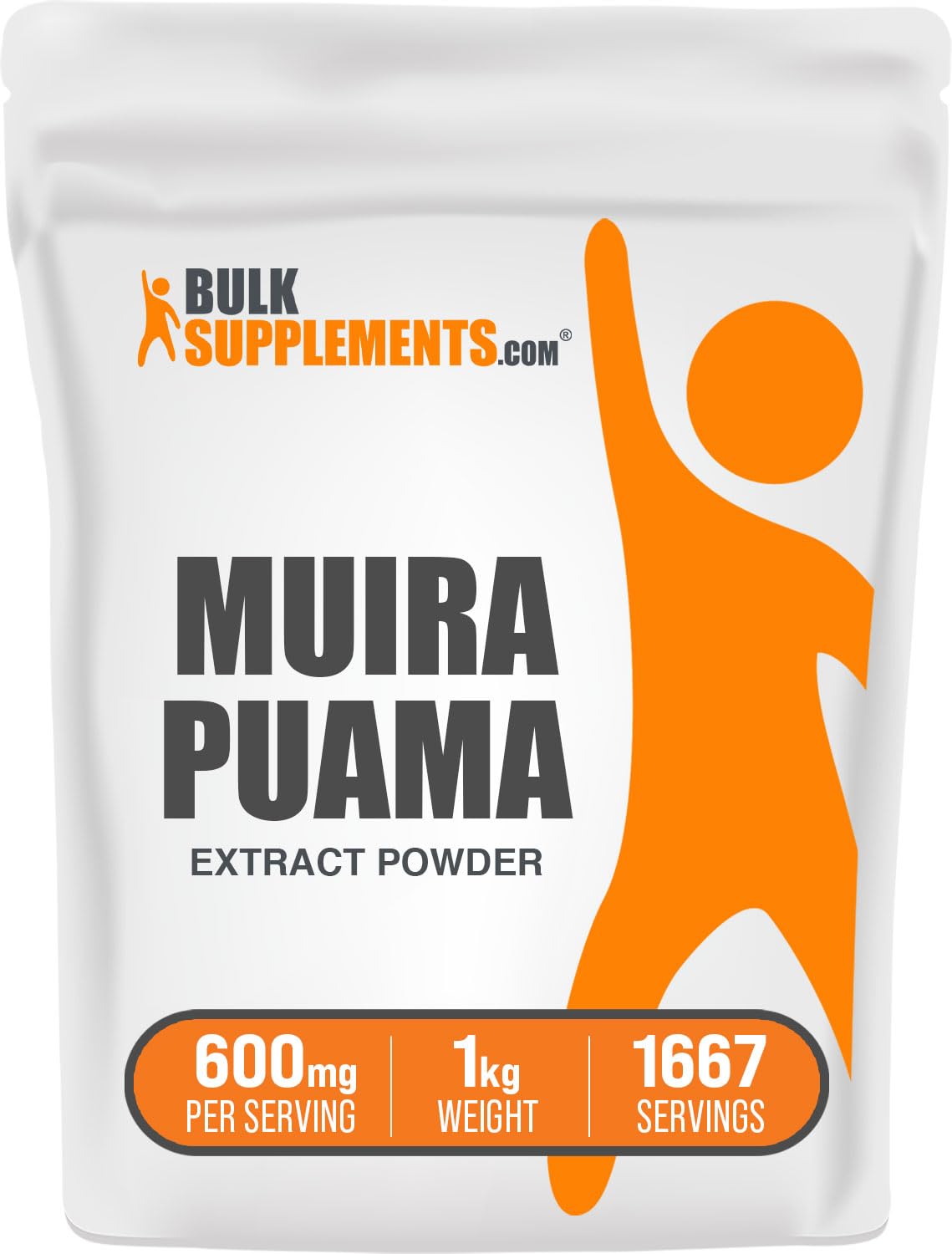 Muira Puama BulkSupplements Extrait Poudre flacon pratique pour usage quotidien