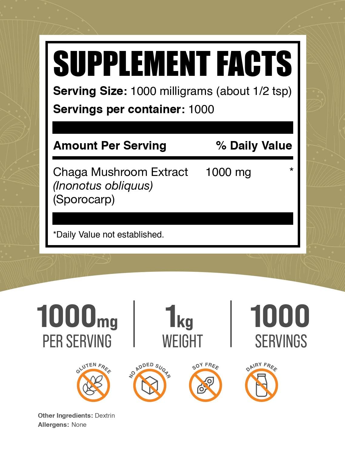 BulkSupplements Poudre chaga, texture fine prête à être ajoutée dans smoothies